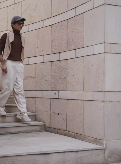 Eclipse Brown Cotton Wool Pullover