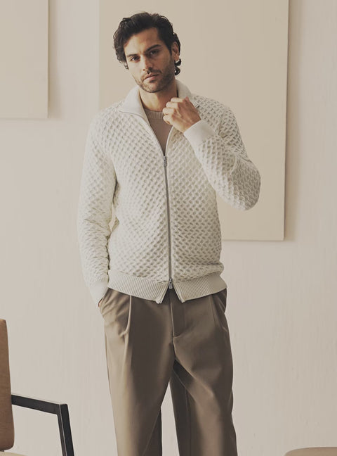 Frost Off-White Cotton Structure Jacket