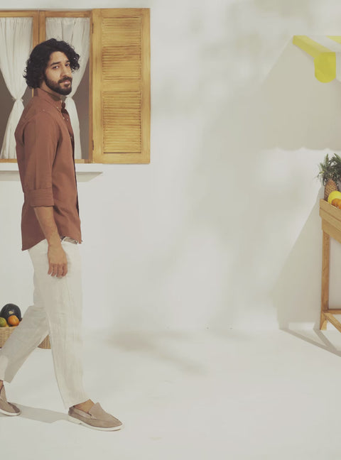 Cassis Brown Seersucker Shirt