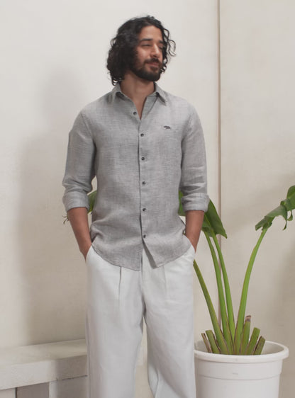 Mist Grey Linen Dobby Shirt
