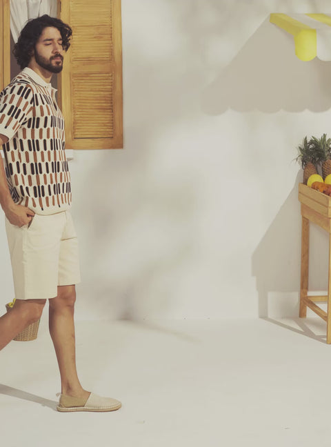 Paros Off-White Cotton Knit Polo