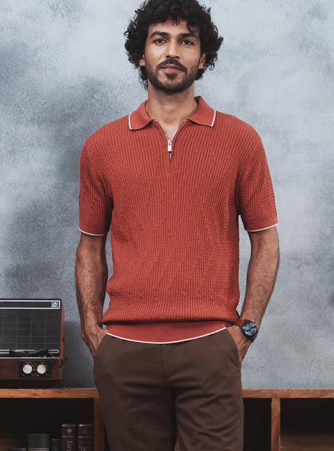 Rally Rust Cotton Cables Polo