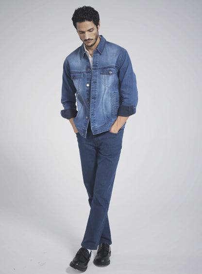 Cinder Blue Cotton Blend Jeans