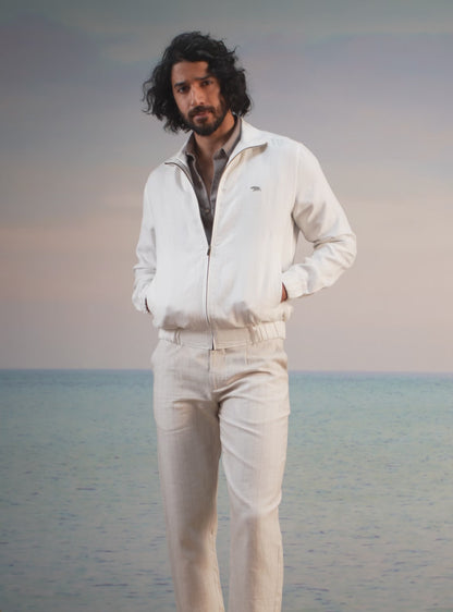Cloud Off White Linen Bomber