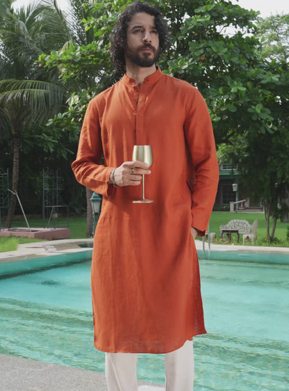 Rodh Rust Linen Kurta