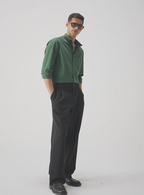 Essential Olive Green Cotton Stretch Oxford Shirt