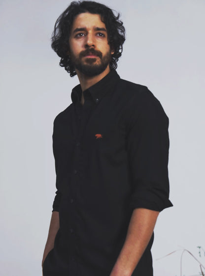 Galactic Black Cotton Twill Shirt