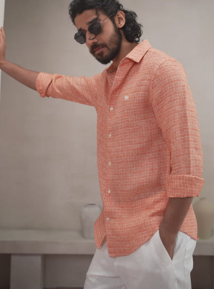 Ember Orange Linen Shirt
