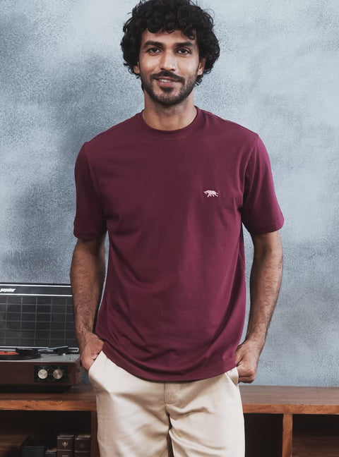 Nightcap Burgundy Cotton Blend Crewneck