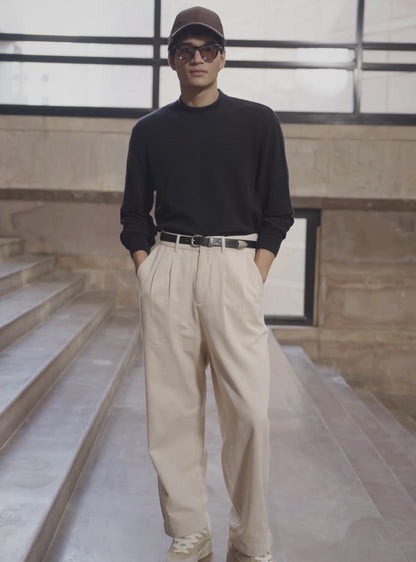 Onyx Black Cotton Wool Pullover