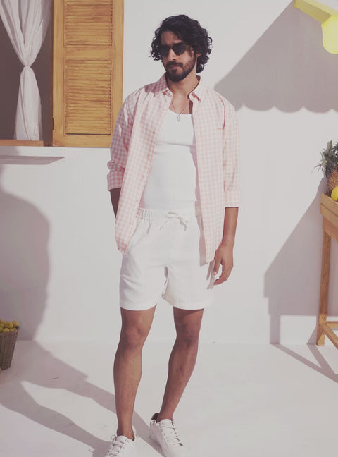 Nerja Orange Cotton Check Shirt