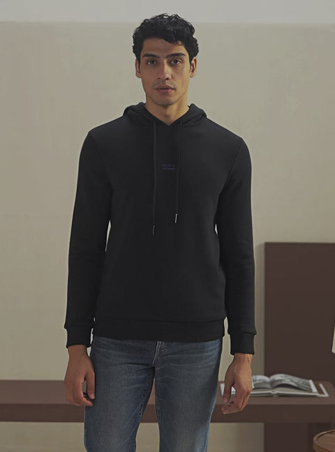 Coal Black Cotton Triblend Hoodie