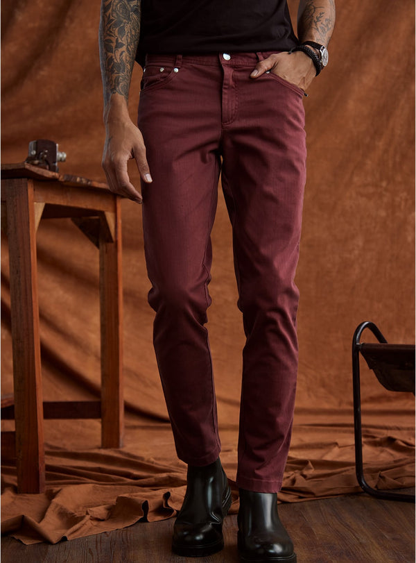 Burgundy Wine Denim Chino