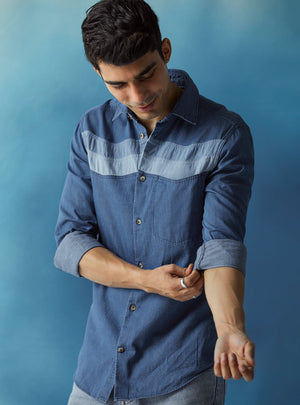 Carolina Colour Block Indigo Shirt