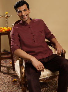 Burgundy Linen Popover Shirt
