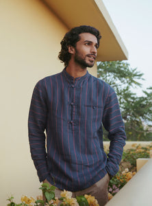 Azure Stripe Popover Shirt
