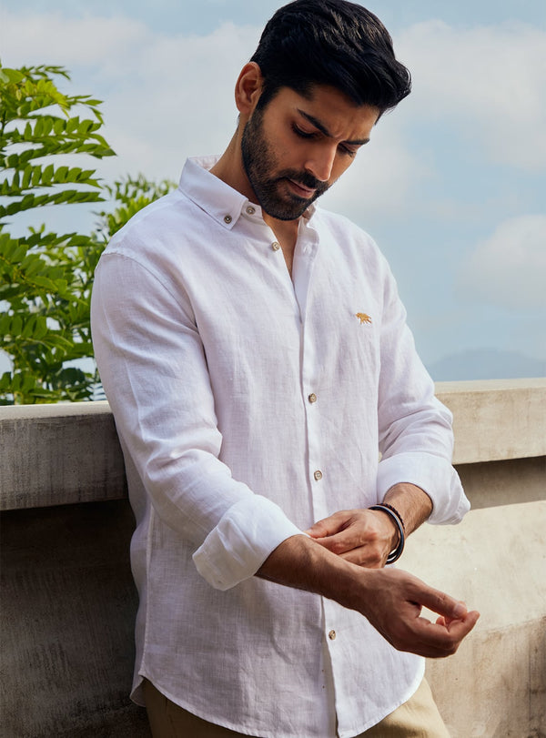 Essential White Linen Sun Mark Shirt