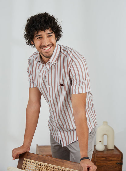 Rose Rust Stripe Half Shirt