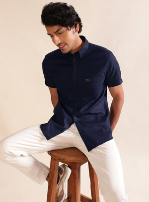 Dark Navy Dobby Shirt
