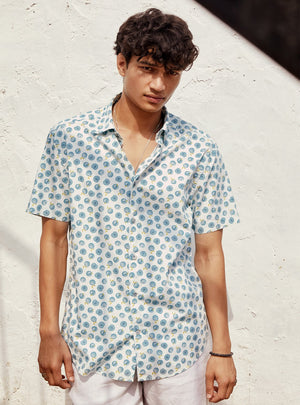 Blue Peach Print Shirt
