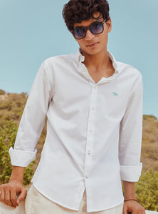 White Seersucker Opal Mark Shirt
