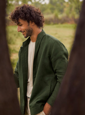 Jungle Linen Bomber Jacket