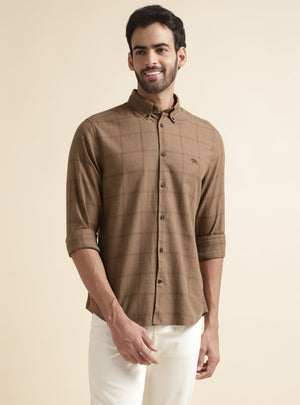 Light Mocha Grid Shirt