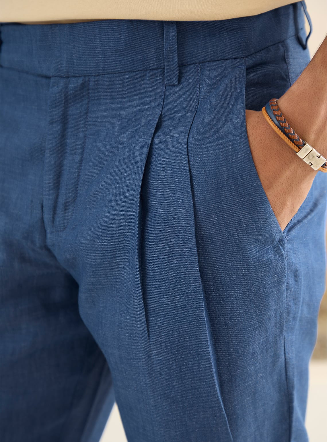 Pure Linen Trousers  Navy