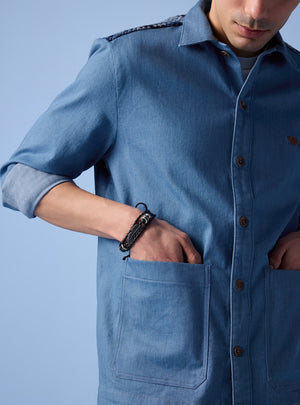 Periwinkle Patched Indigo Overshirt
