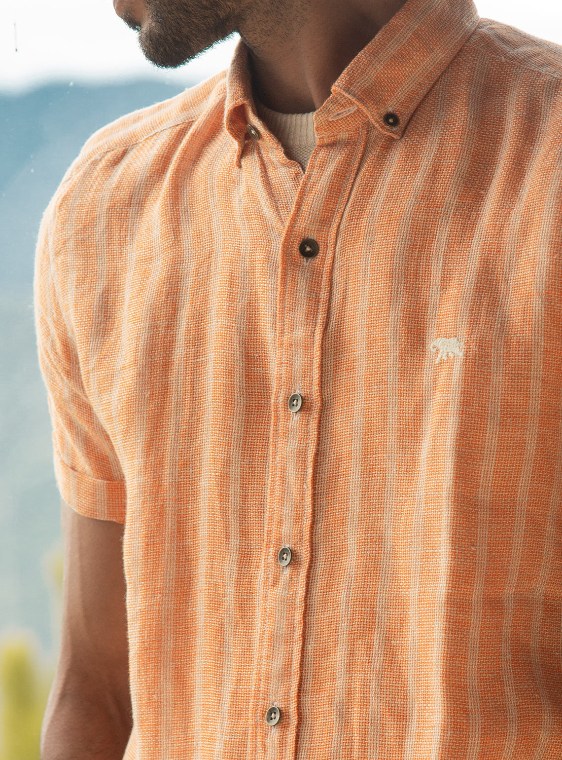 Orange Stripe Linen - Short