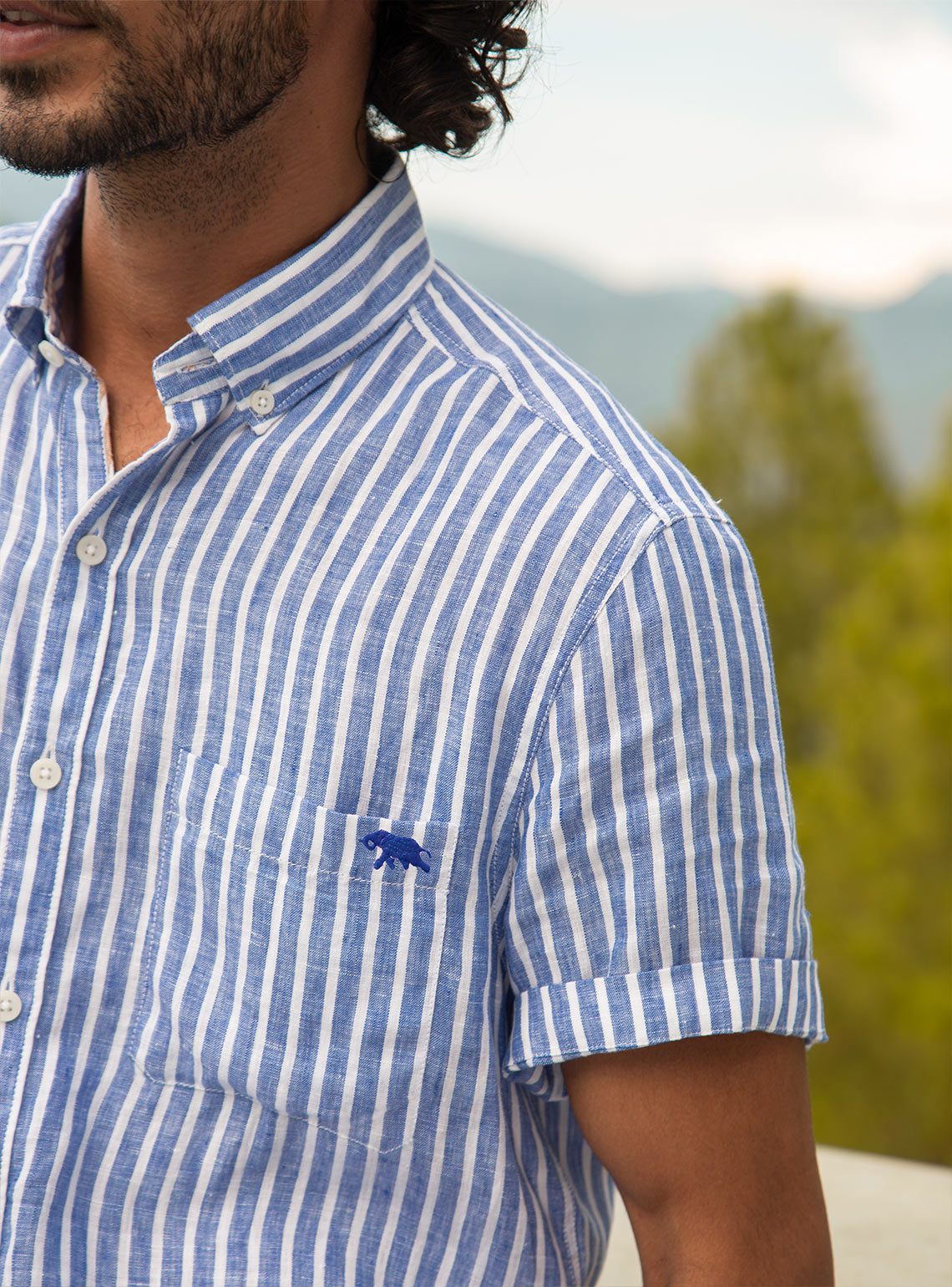 Azure Stripe Linen - Short