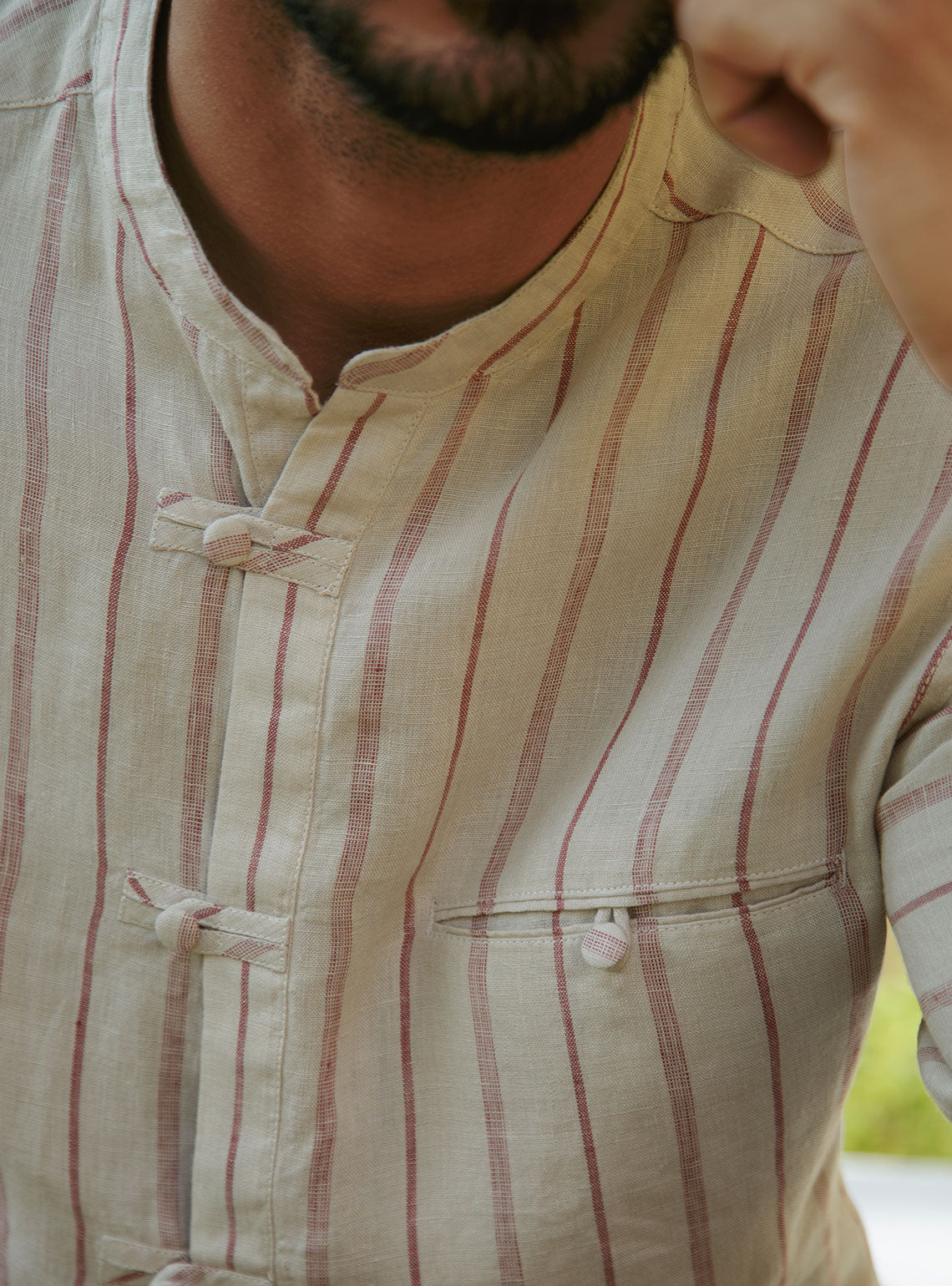 Coral Stripe Popover Shirt