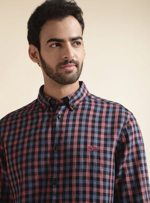 Cerulean Rose Grid Shirt