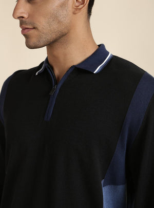 Cobalt Colour Block Polo Sweater