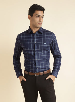 Prussian Blue Grid Shirt