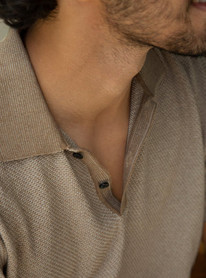Almond Grey Knit Polo