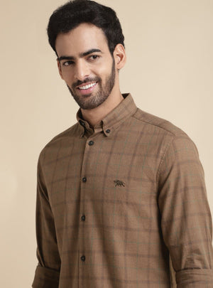 Light Mocha Grid Shirt