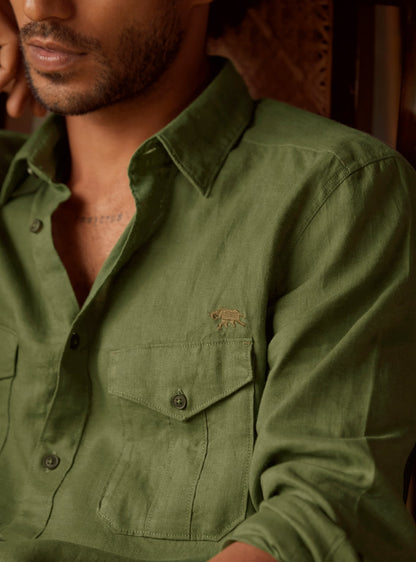 Moss Green Linen Shirt