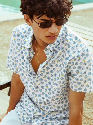 Blue Peach Print Shirt