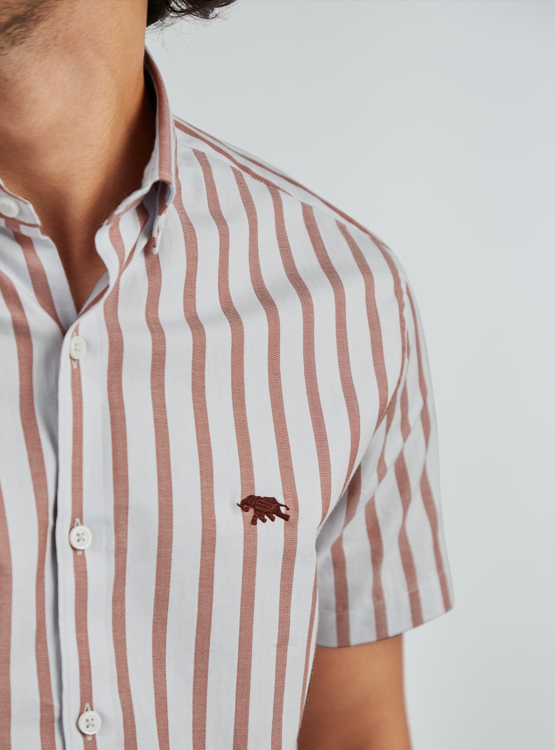 Rose Rust Stripe Half Shirt