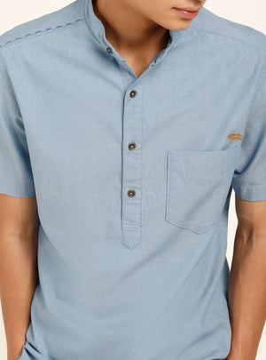 Mandarin Azure Indigo Shirt