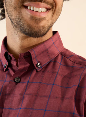 Brick Red Grid Shirt
