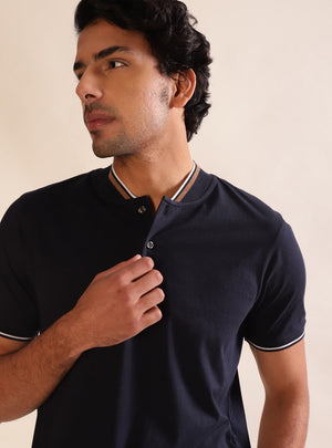 Navy Shirt Baseball Collar
