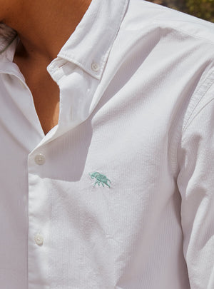 White Seersucker Opal Mark Shirt