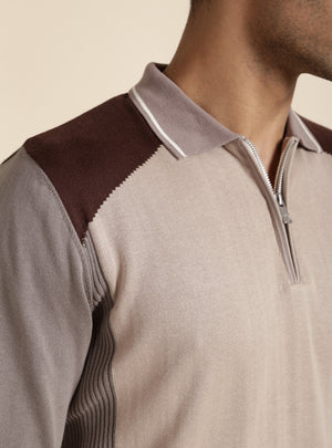 Choco Colour Block Polo Sweater