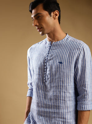 Light Cerulean Popover European Linen Shirt