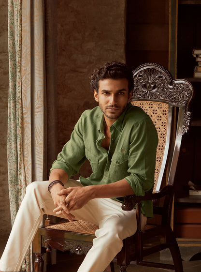 Moss Green Linen Shirt
