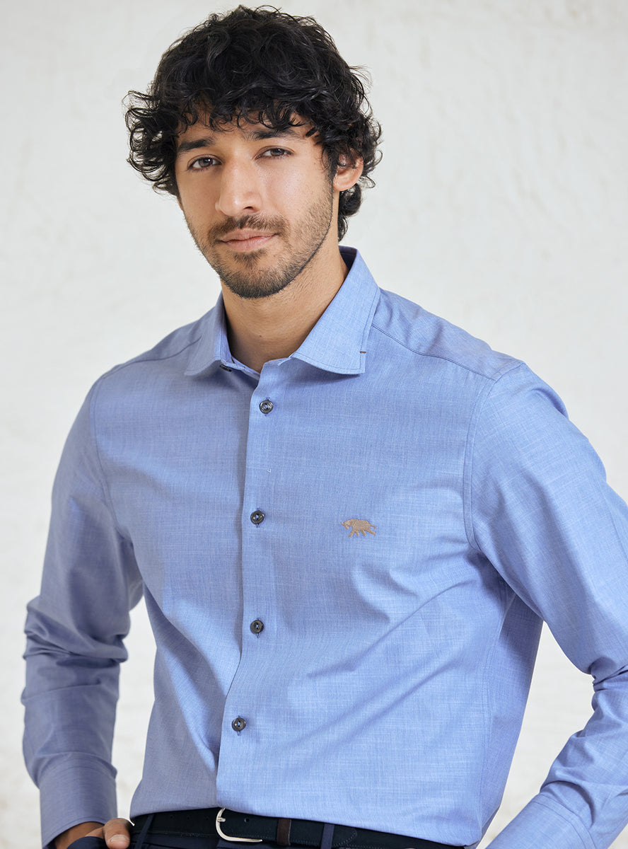 Buy Skysail Shirt | Semi Formal Blue Solid Shirts for Men Online | Andamen