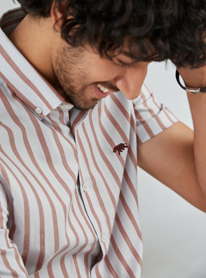 Rose Rust Stripe Half Shirt