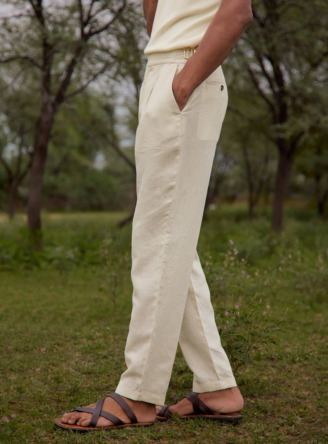 Andamen Cream Linen Pant